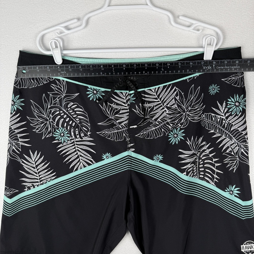 O'Neill Hyperfreak Hawaii Board Shorts Mens 40 Black Tropical Floral Swim Trunks - Picture 9 of 11